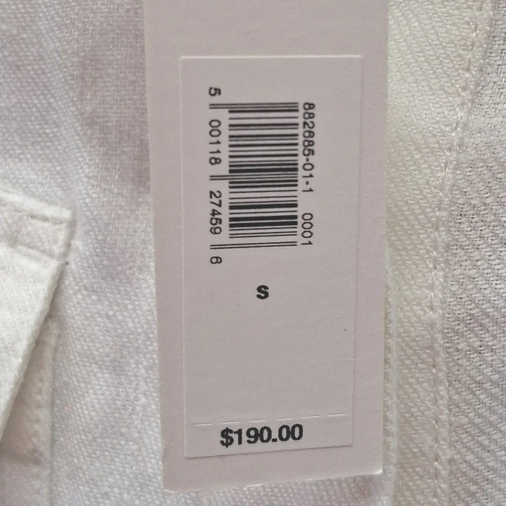 Banana Republic White 100% Linen Utility Jumpsuit Long Sleeve NWT S 882685-01-1